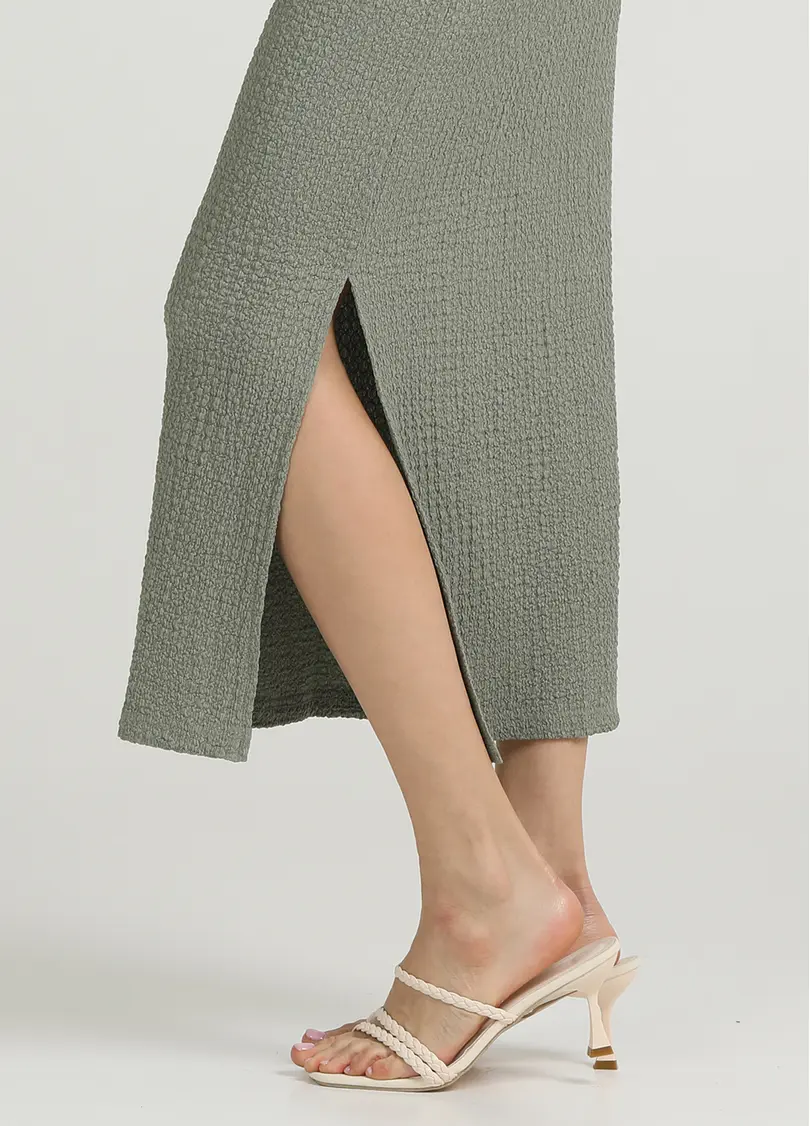 Сукня міді з жатої тканини WHISPERED FOLDS 8901/260 mint green (зелений)