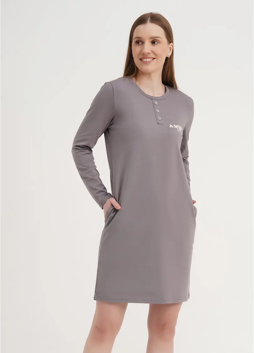 Нічна сорочка з довгими рукавами AMOUR 8319/010 grey (сірий)
