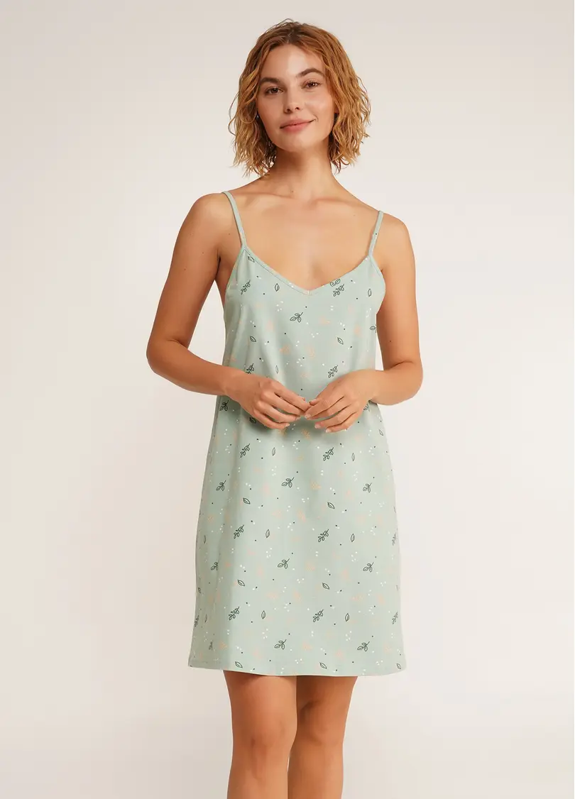 Нічна сорочка бавовняна SERENE GREENS 8021/010 muted mint (зелений)
