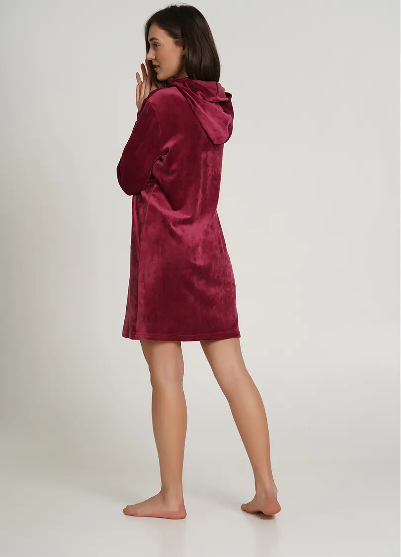 Велюрова сукня туніка з капюшоном SOFT WINTER 8311/080 burgundi (бордовий)