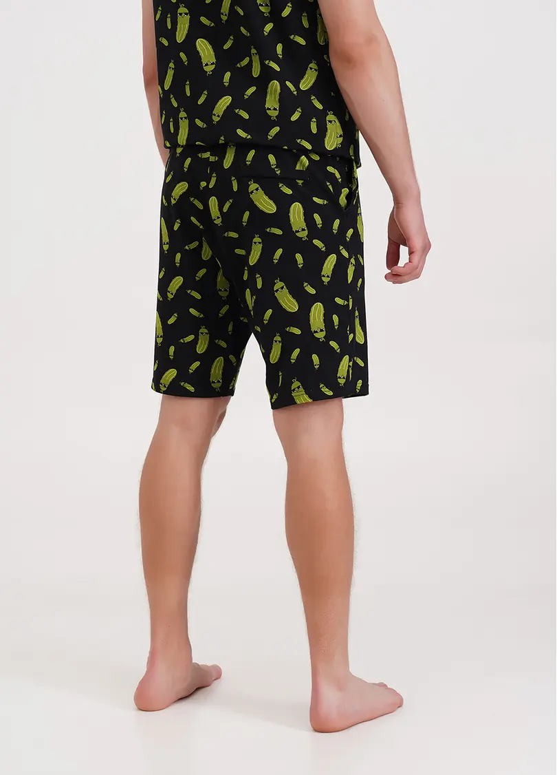 Шорти чоловічі бавовняні з принтом огірки COUNTRY PRINT 9002/010 black/cucumbers (чорний)