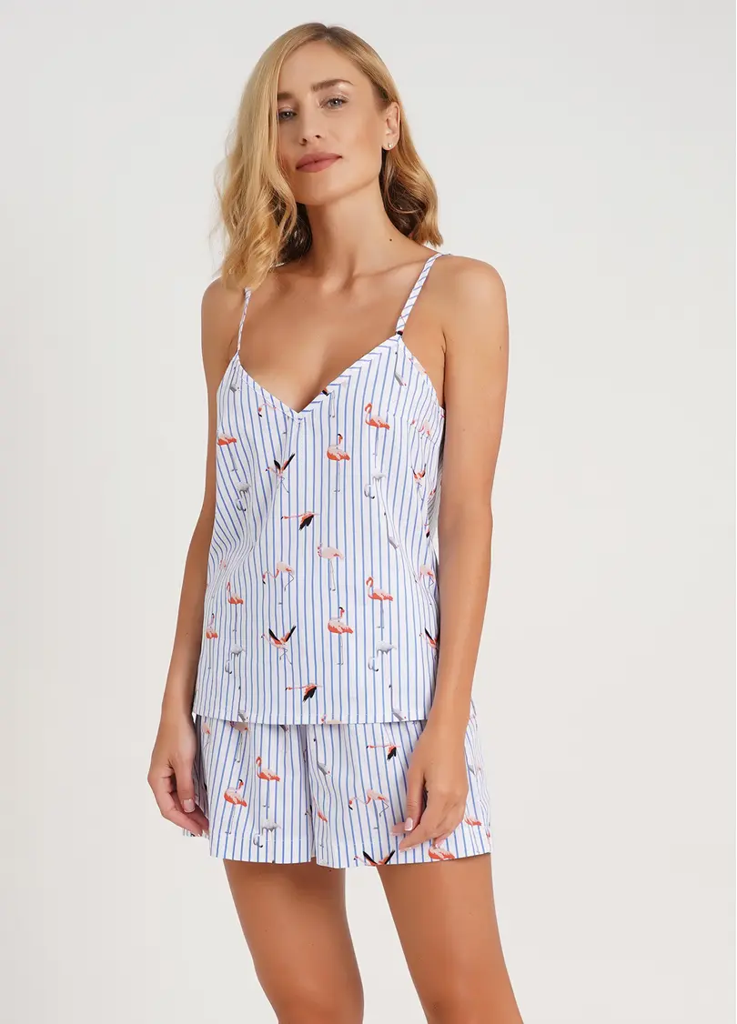 Шорти в смужку з фламінго FLAMINGO 4212/010 blue stripe (блакитний)