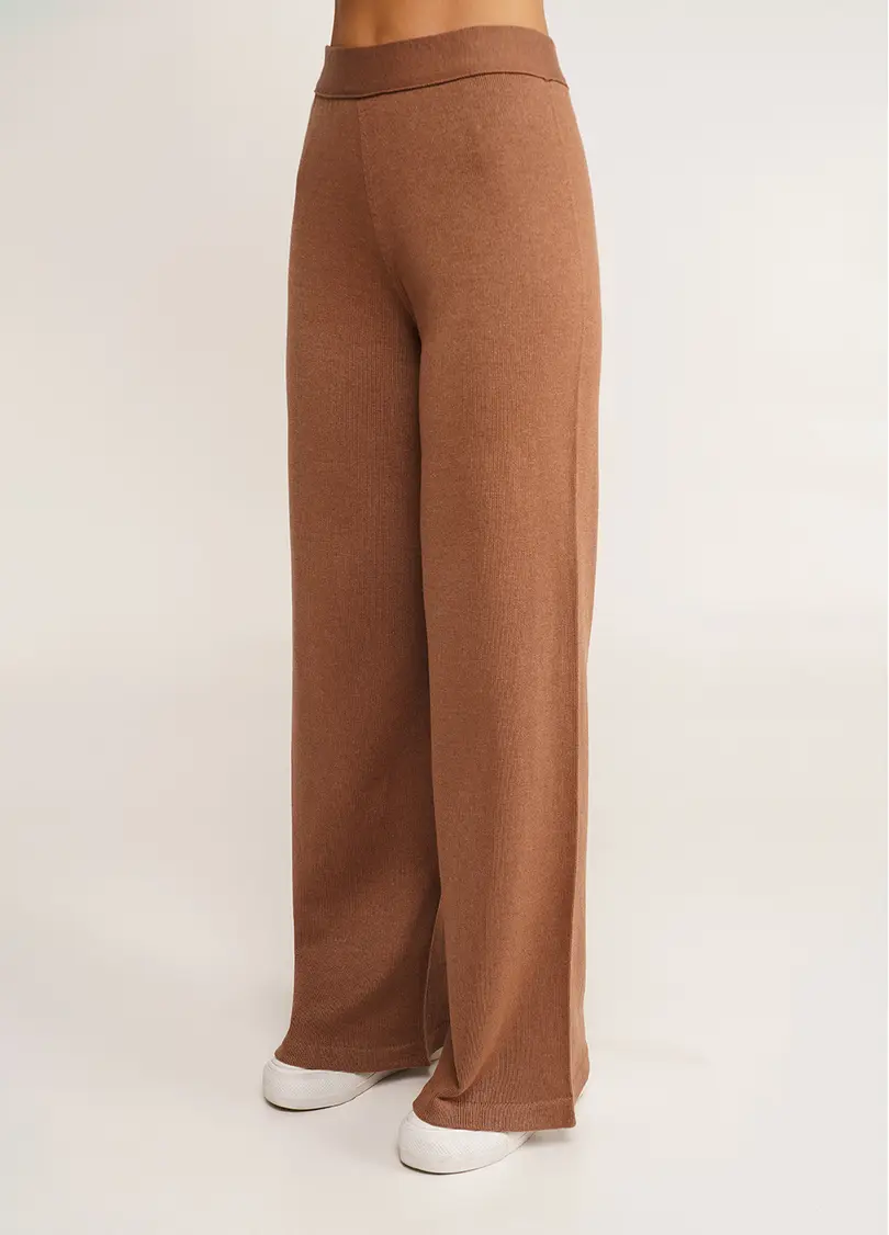 Прямі штани з в'язаного трикотажу FREYJA CTN 4327/230 dark brown (коричневий)