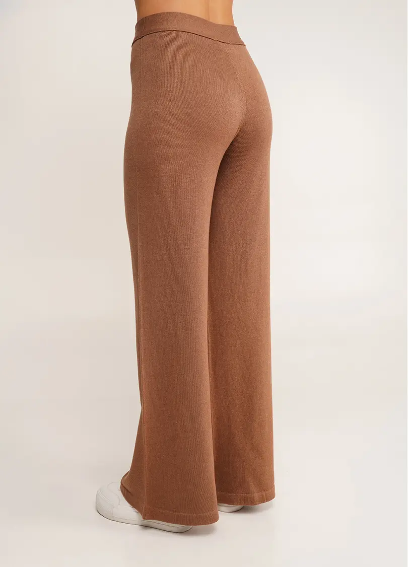 Прямі штани з в'язаного трикотажу FREYJA CTN 4327/230 dark brown (коричневий)