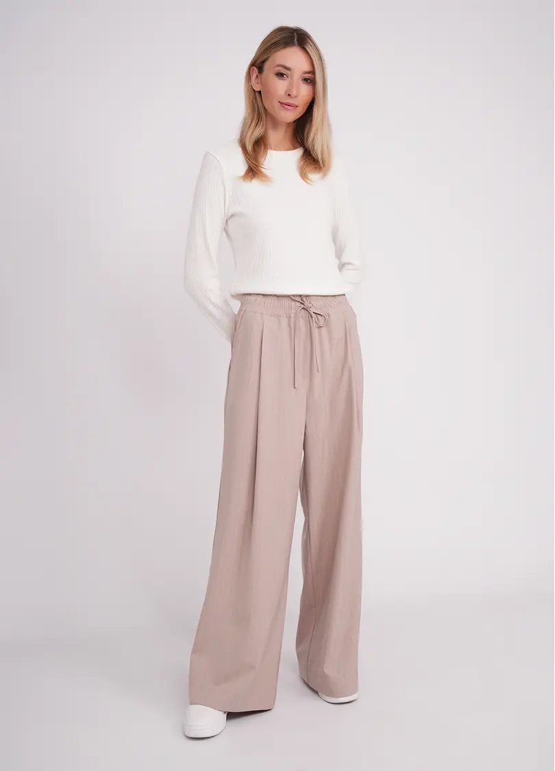 Штани-палаццо з високим вмістом віскози GRACEFUL TAILORING 4331/200 beige/stripe (бежевий)