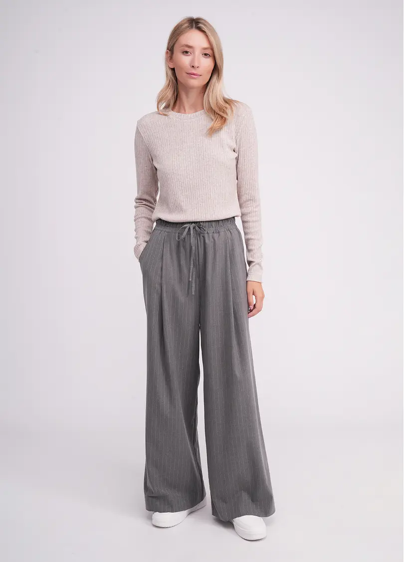 Штани-палаццо з високим вмістом віскози GRACEFUL TAILORING 4331/200 dark grey/stripe (сірий)