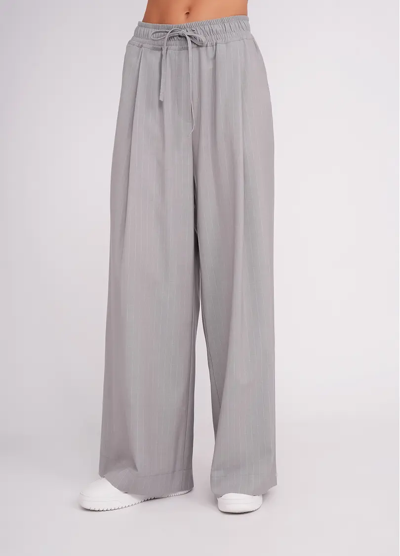 Штани-палаццо з високим вмістом віскози GRACEFUL TAILORING 4331/200 light grey/stripe (сірий)