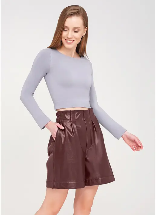 Шорти зі штучної шкіри LEATHER LEGS 4206/090 bordo (бордовий)