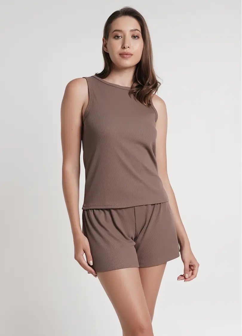 Короткі шорти в рубчик RIB 4209/010 beige (коричневий)