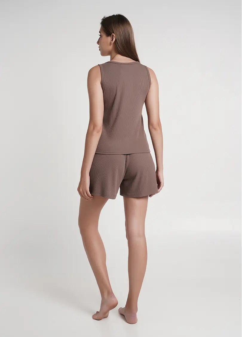 Короткі шорти в рубчик RIB 4209/010 beige (коричневий)