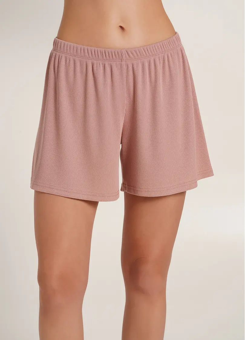 Короткі шорти в рубчик RIB 4209/010 dusty rose (рожевий)