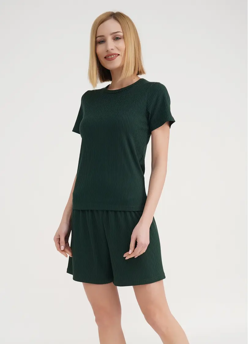 Короткі шорти в рубчик RIB 4209/010 khaki (зелений)