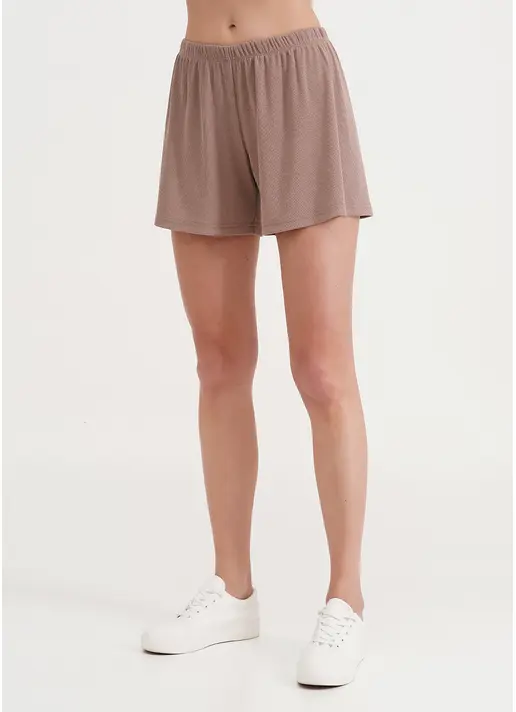 Короткі шорти в рубчик RIB 4209/010 light beige (бежевий)