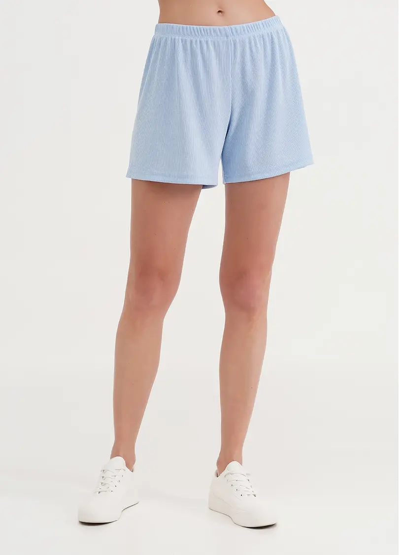 Короткі шорти в рубчик RIB 4209/010 light blue (блакитний)