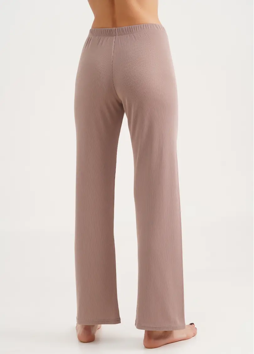 Довгі штани з бавовни в рубчик RIB 4307/010 light beige (бежевий)