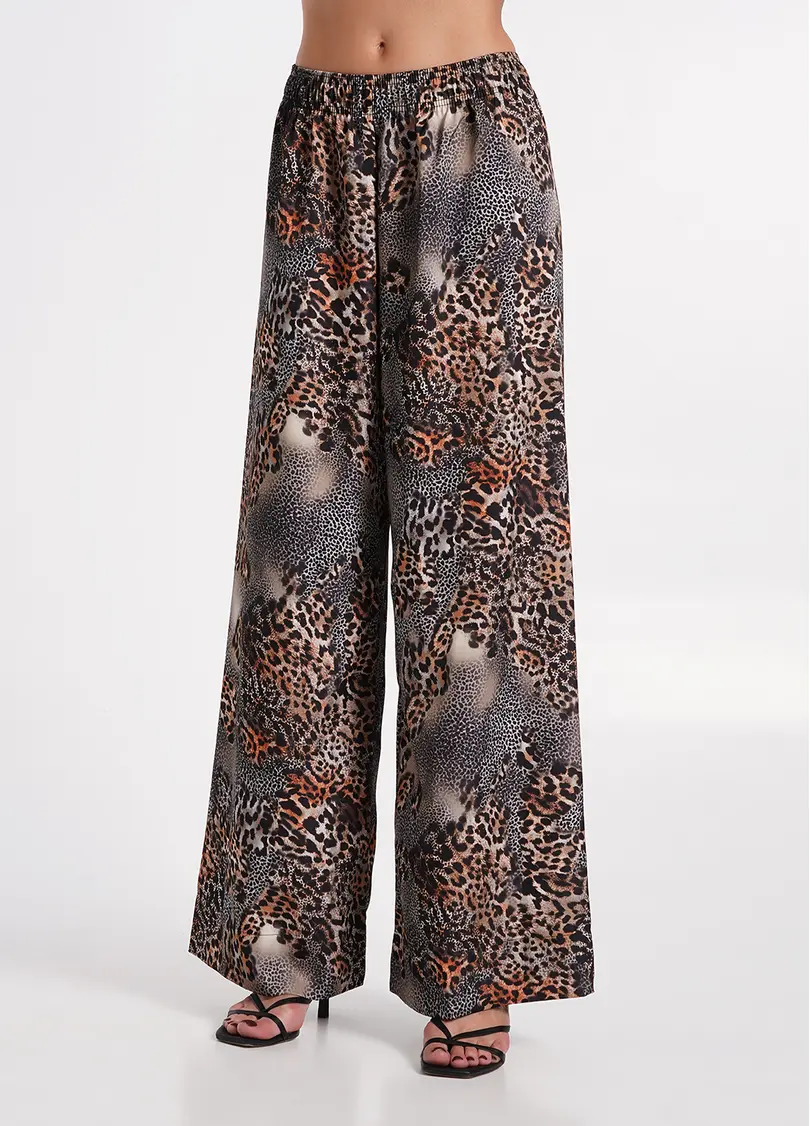 Шовкові штани з анімалістичним принтом SAVANNA 4328/050 leopard grey (сірий)