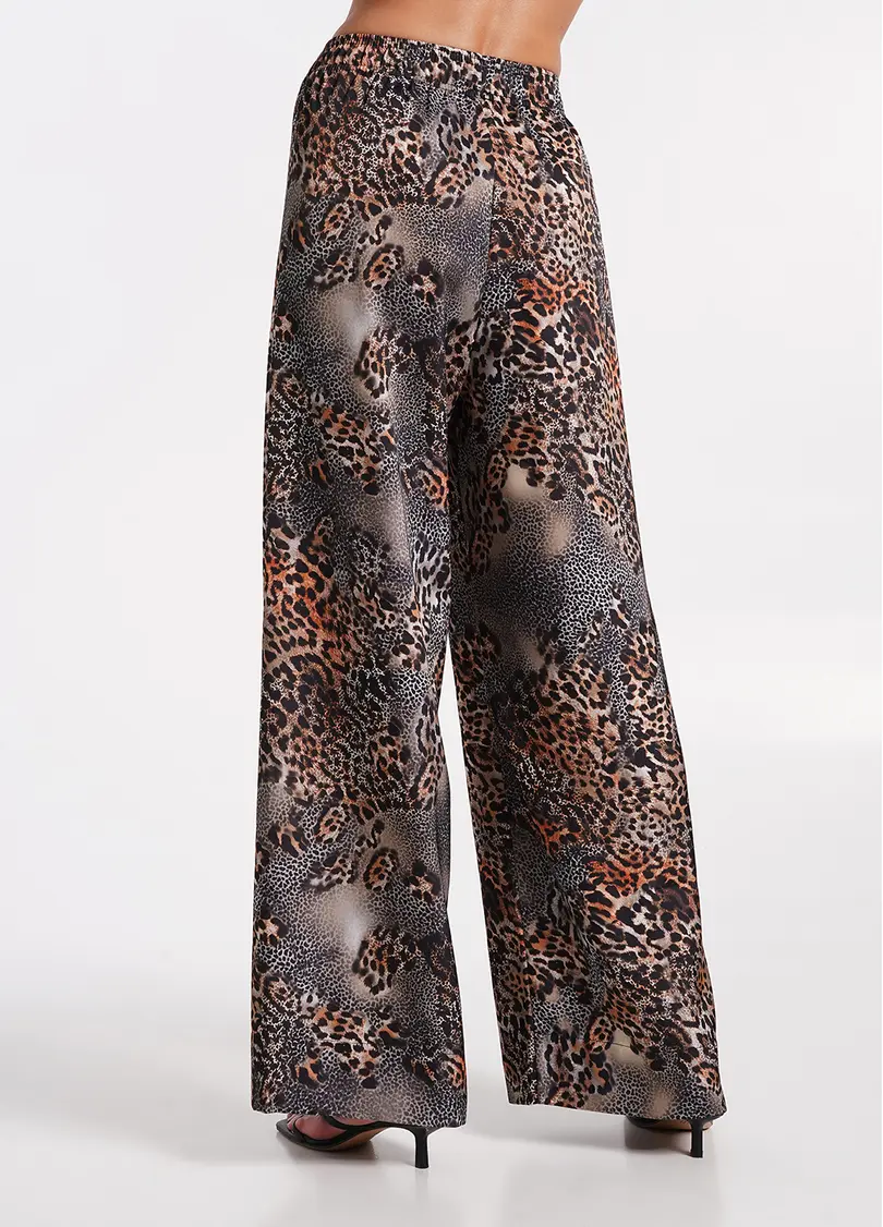Шовкові штани з анімалістичним принтом SAVANNA 4328/050 leopard grey (сірий)