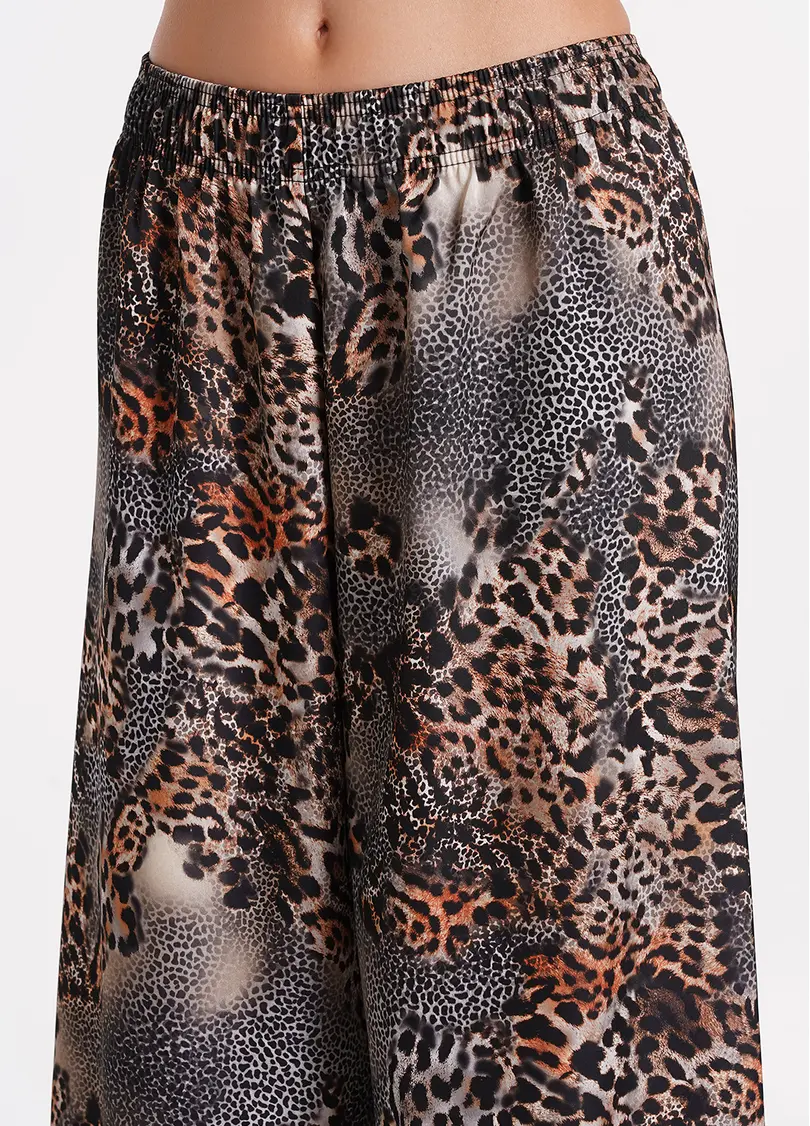 Шовкові штани з анімалістичним принтом SAVANNA 4328/050 leopard grey (сірий)