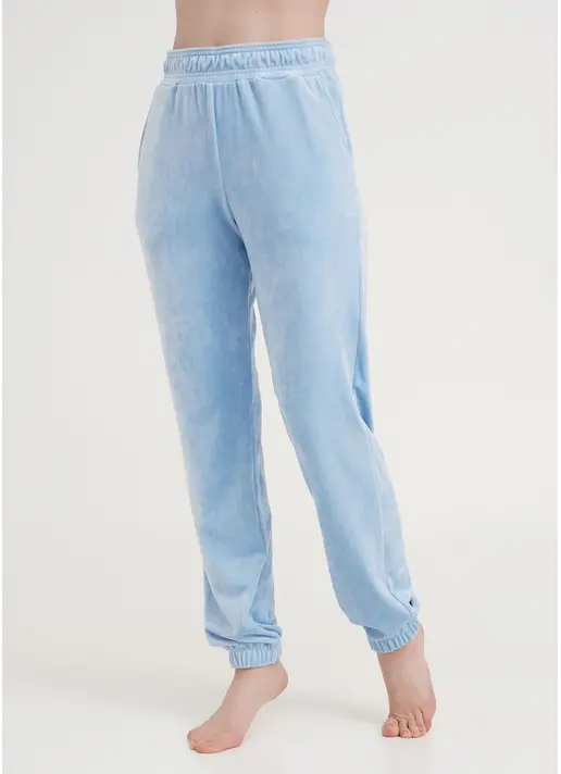 Штани велюрові внизу з гумкою SOFT WINTER 4312/080 blue (блакитний)