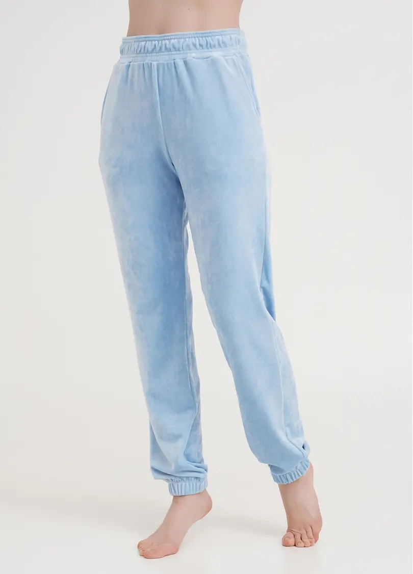 Штани велюрові внизу з гумкою SOFT WINTER 4312/080 blue (блакитний)