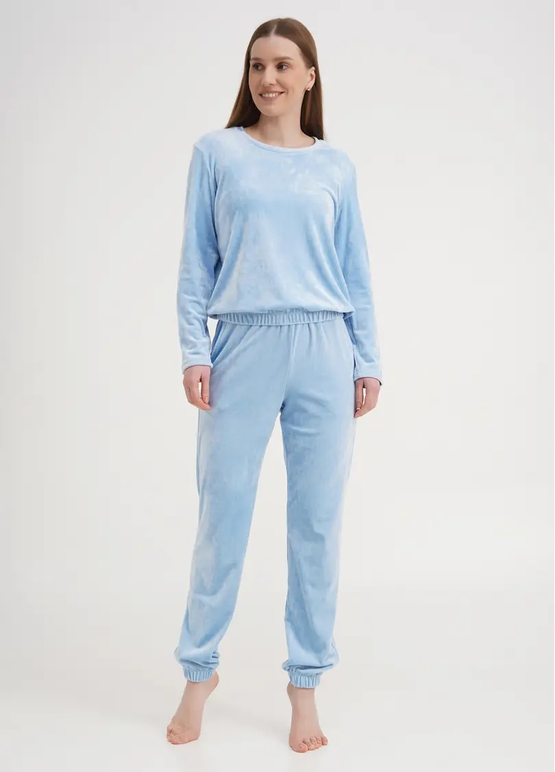 Штани велюрові внизу з гумкою SOFT WINTER 4312/080 blue (блакитний)