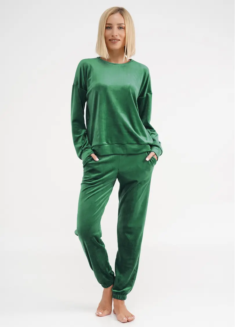 Штани велюрові внизу з гумкою SOFT WINTER 4312/080 emerald (зелений)