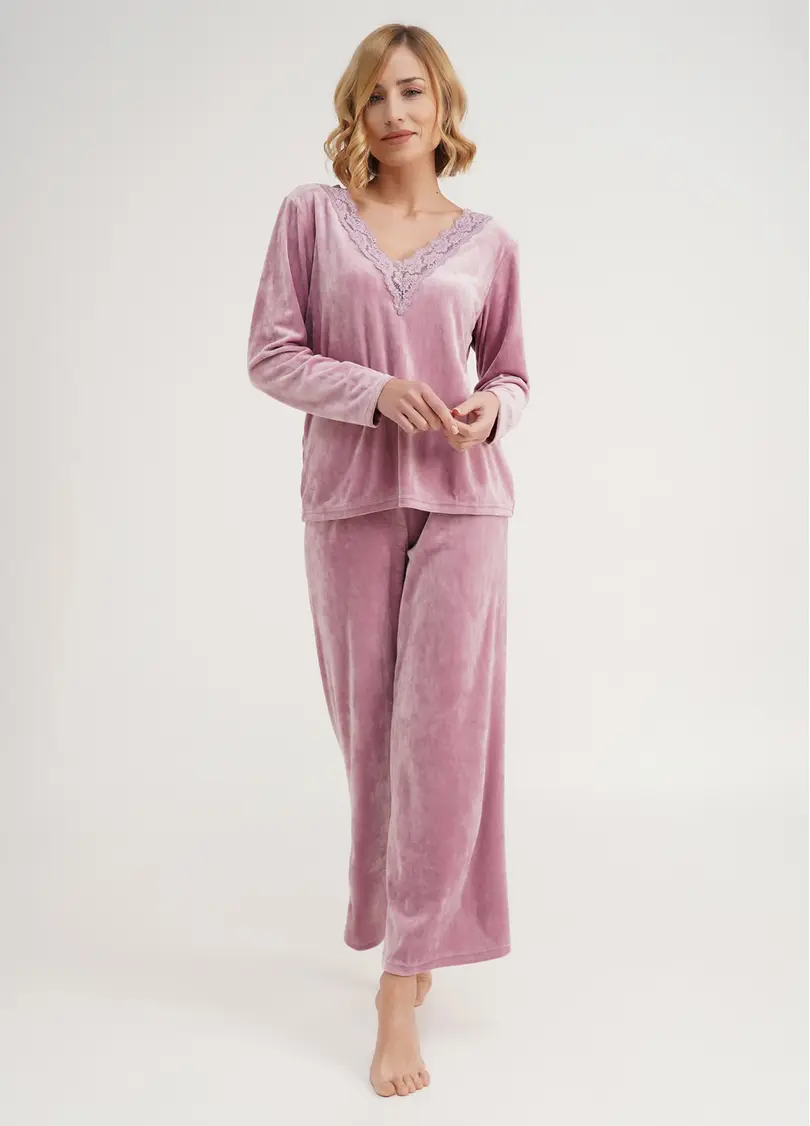 Широкі брюки палаццо з велюру SOFT WINTER 4313/080 pink (рожевий)