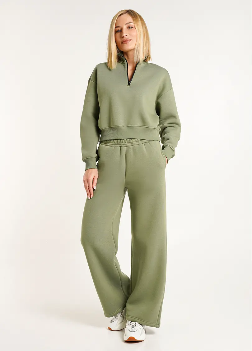 Широкі штани на флісі SPORT STYLE 4323/170 olive (зелений)