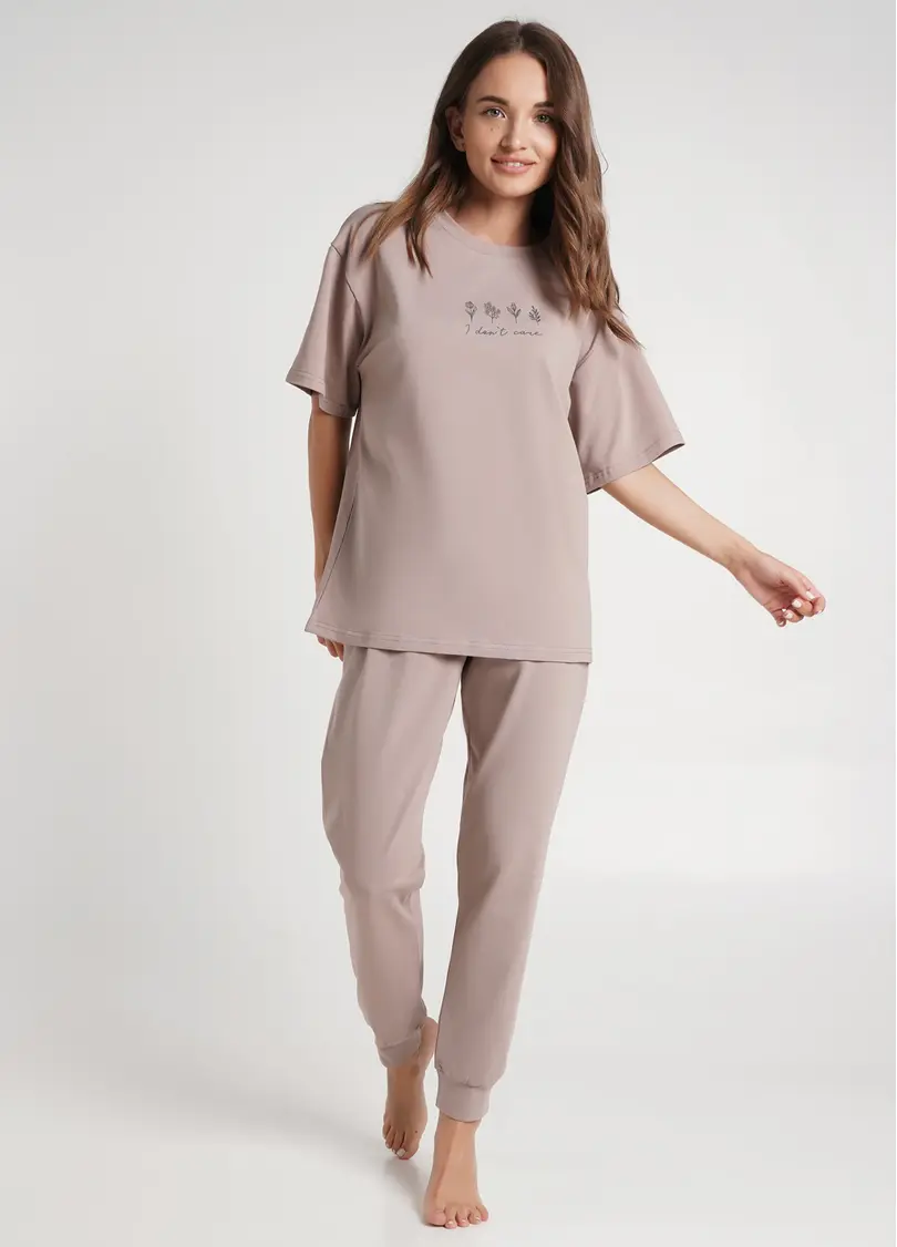 Піжамні штани на манжетах SPRING FLOWERS 4316/010 mokko (коричневий)