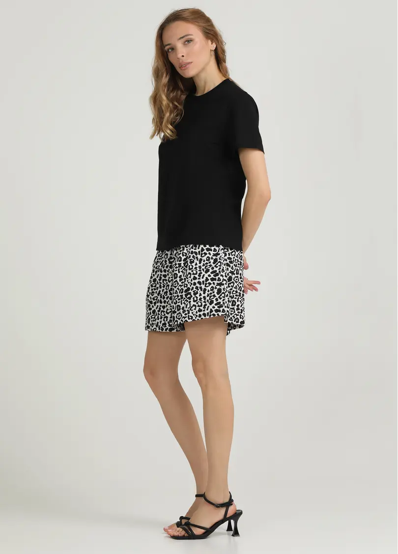 Візерунчасті шорти з бавовни STREET SPOTTED 4219/010 white/black leopard print (білий)