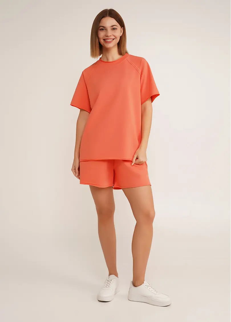 Шорти бавовняні з необробленим краєм STREET STYLE 4204/180 dried carrot (помаранчевий)