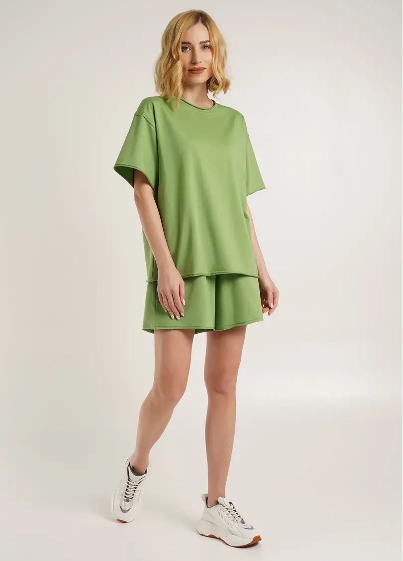 Шорти бавовняні з необробленим краєм STREET STYLE 4204/180 olive (зелений)