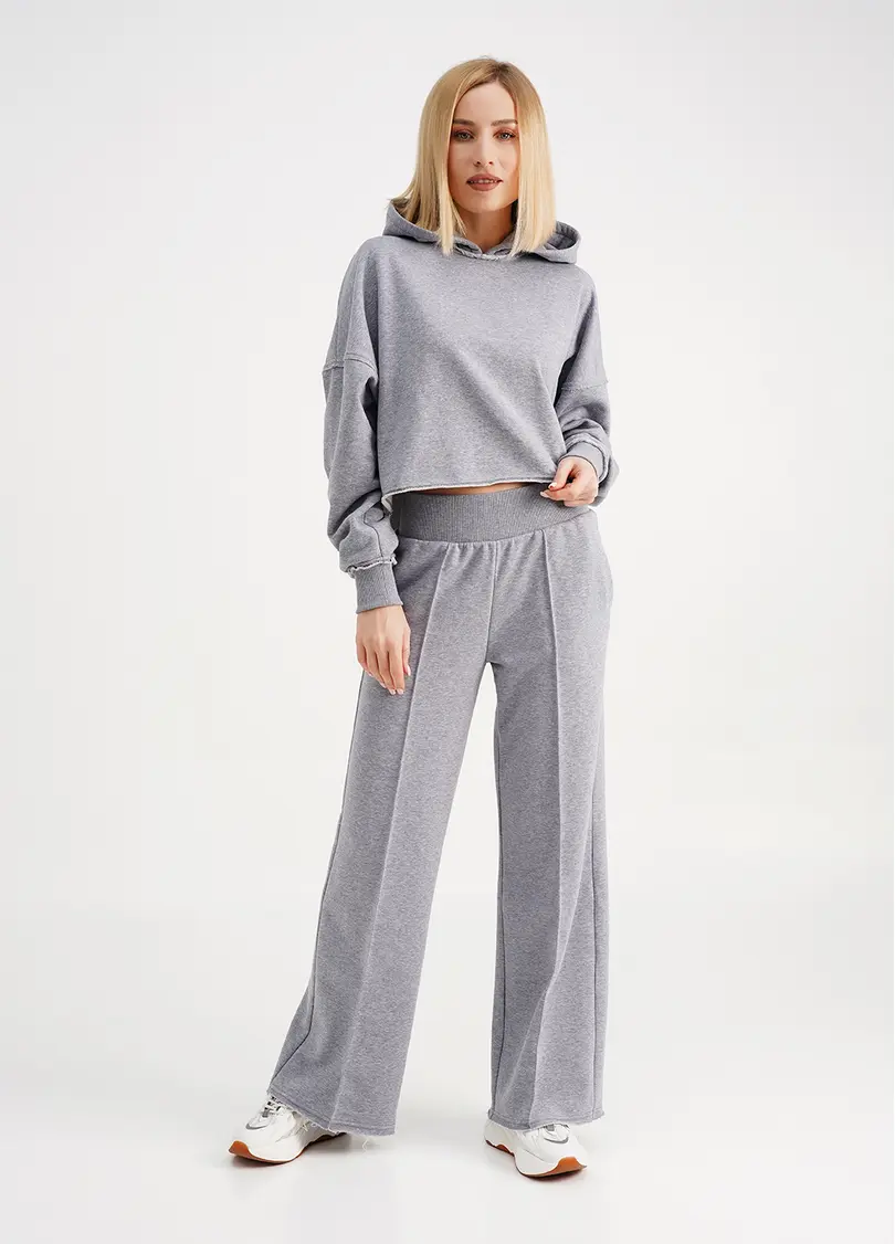 Широкі штани з необробленим краєм STREET STYLE 4326/160 grey melange (сірий)