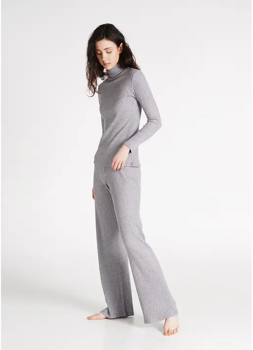 Штани прямі в'язані в рубчик WARMLY TOUCH 4319/150 grey (сірий)