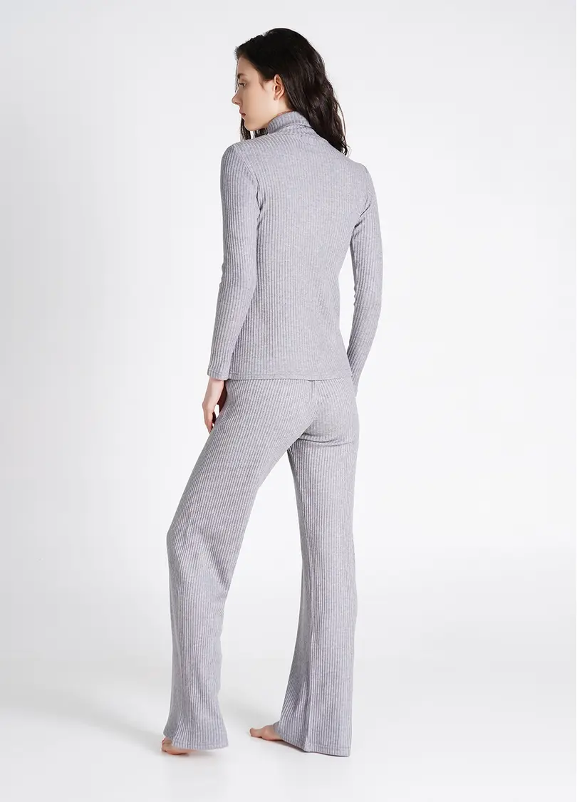Штани прямі в'язані в рубчик WARMLY TOUCH 4319/150 grey (сірий)