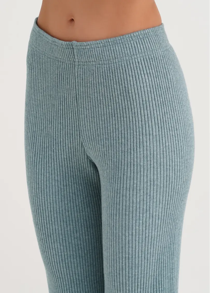 Штани прямі в'язані в рубчик WARMLY TOUCH 4319/150 mint green (зелений)