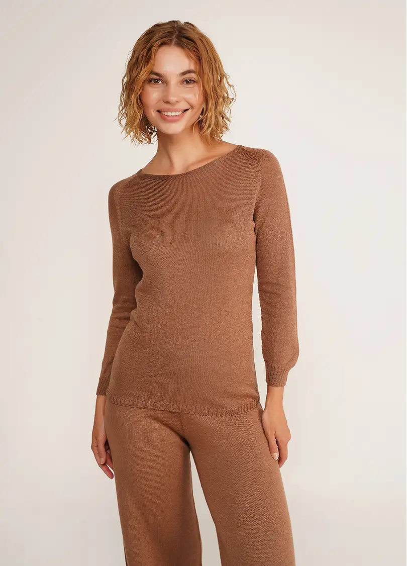 Бавовняний джемпер FREYJA CTN 4419/230 dark brown (коричневий)