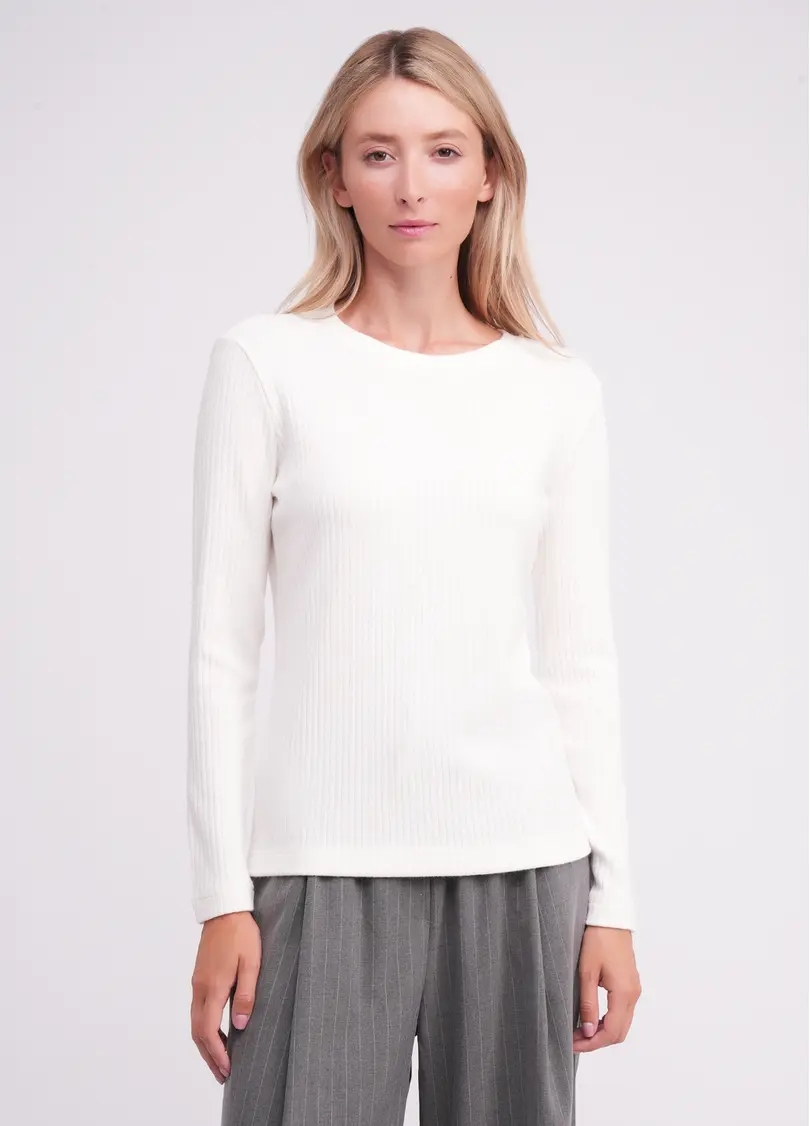 Трикотажний лонгслів в рубчик MOSSLINES 7003/150 white dove (білий)