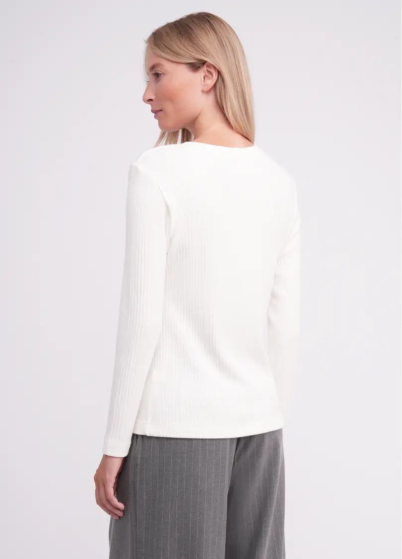 Трикотажний лонгслів в рубчик MOSSLINES 7003/150 white dove (білий)
