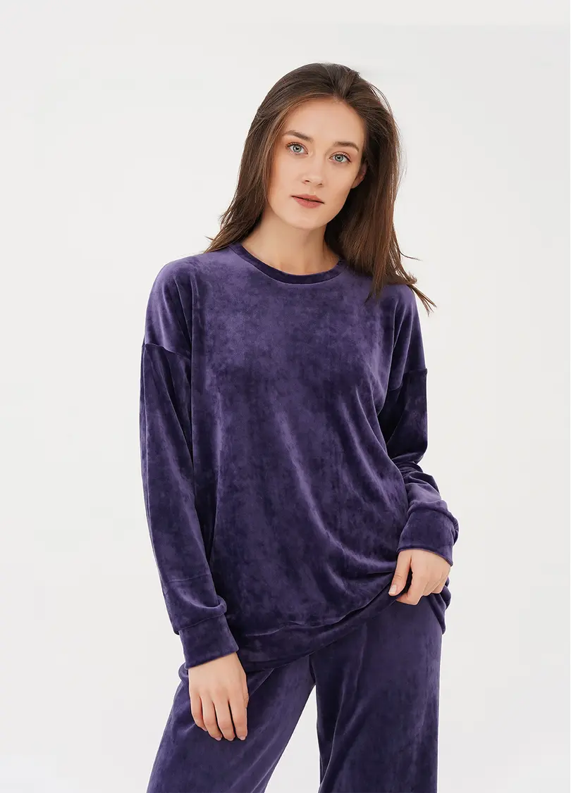 Світшот з велюру SOFT WINTER 4405/080 eggplant (фіолетовий)