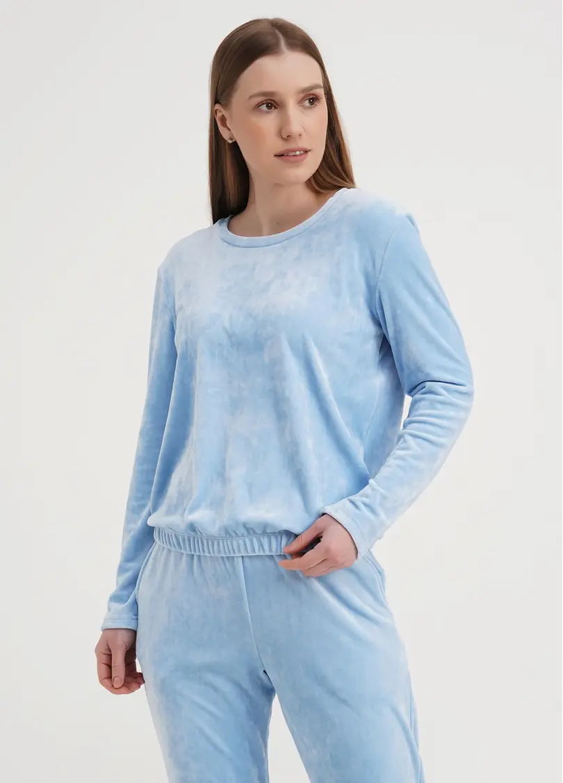 Укорочений світшот велюровий SOFT WINTER 4407/080 blue (блакитний)