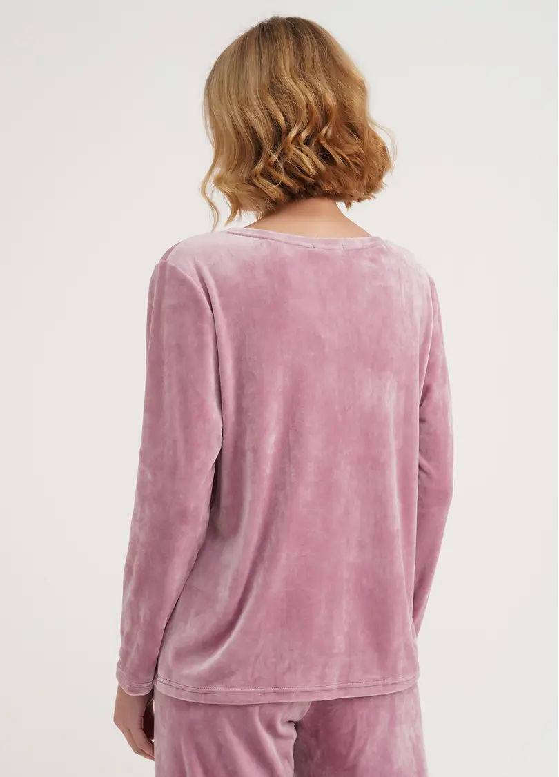 Велюровий топ з V-подібним вирізом та мереживом SOFT WINTER 4411/081 pink (рожевий)