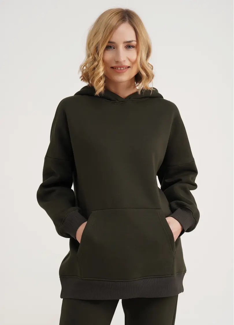 Худі на флісі SPORT STYLE 4414/170 khaki (хакі)