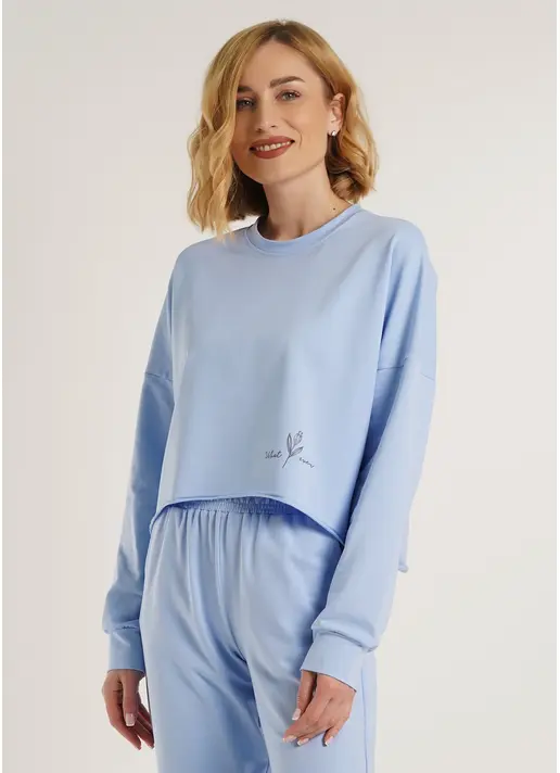 Світшот укорочений з необробленим краєм STREET STYLE 4415/180 blue (блакитний)