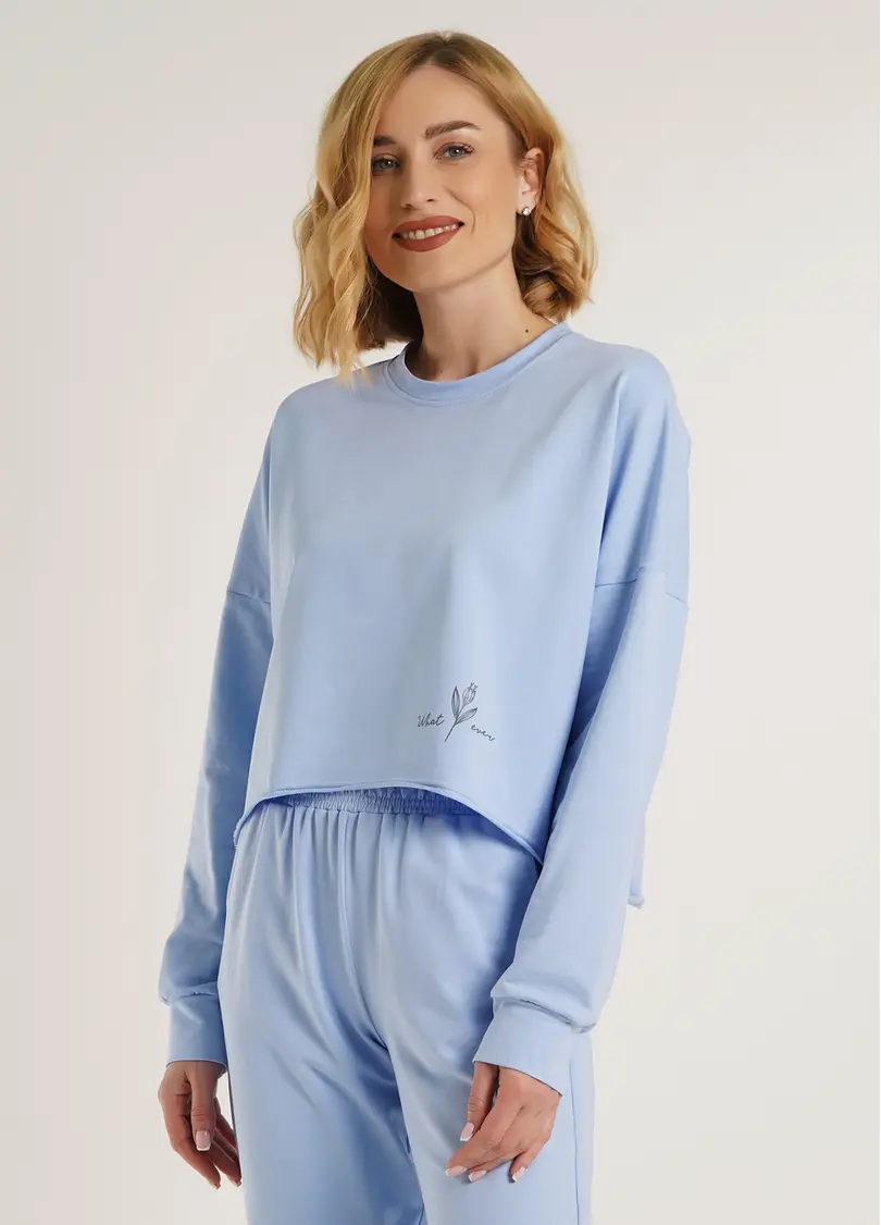 Світшот укорочений з необробленим краєм STREET STYLE 4415/180 blue (блакитний)