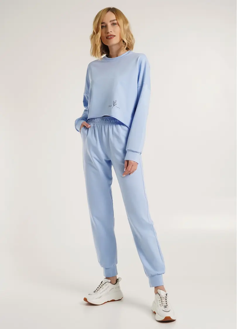 Світшот укорочений з необробленим краєм STREET STYLE 4415/180 blue (блакитний)