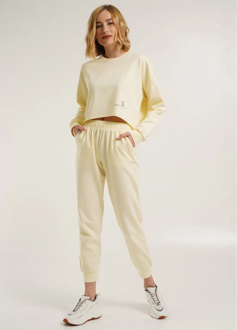 Світшот укорочений з необробленим краєм STREET STYLE 4415/180 milk (жовтий)