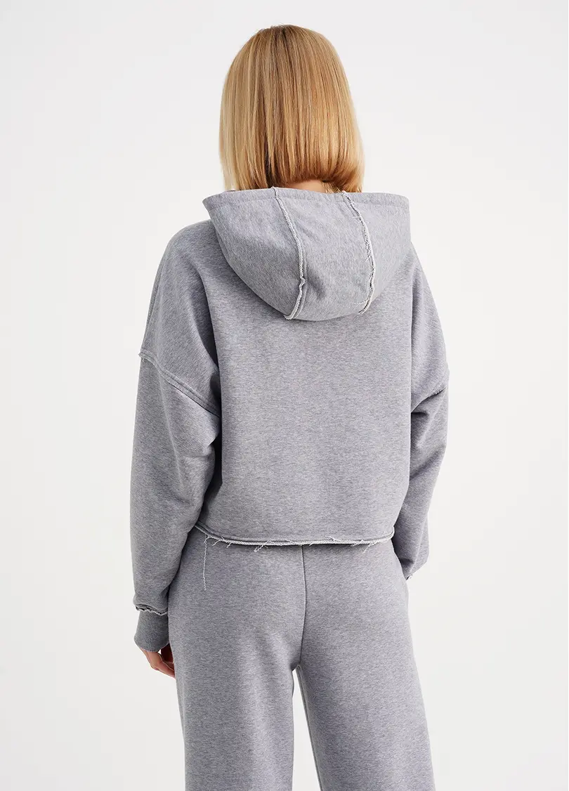Худі вкорочений з необробленими швами STREET STYLE 4418/160 grey melange (сірий)