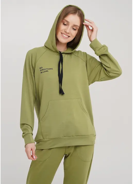 Жіночий спортивний світшот з капюшоном SWEATSHIRT SPORT 4409/010 (хакі)