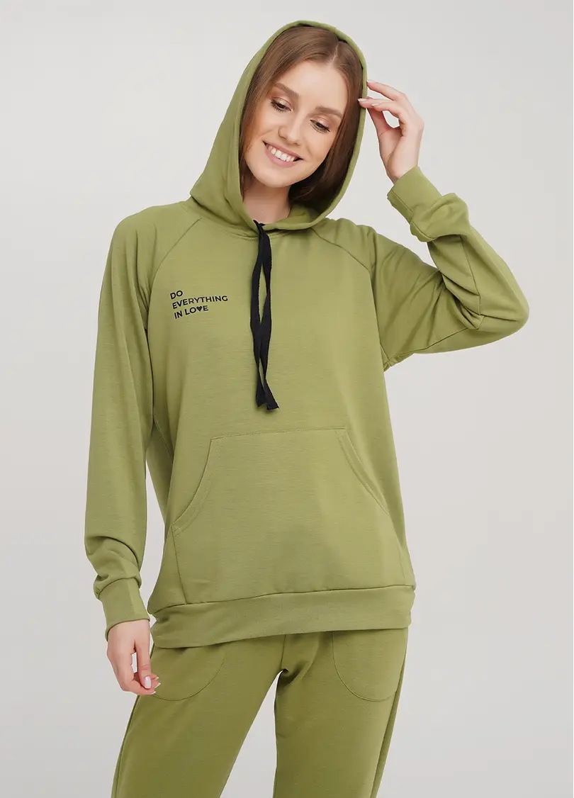 Жіночий спортивний світшот з капюшоном SWEATSHIRT SPORT 4409/010 (хакі)